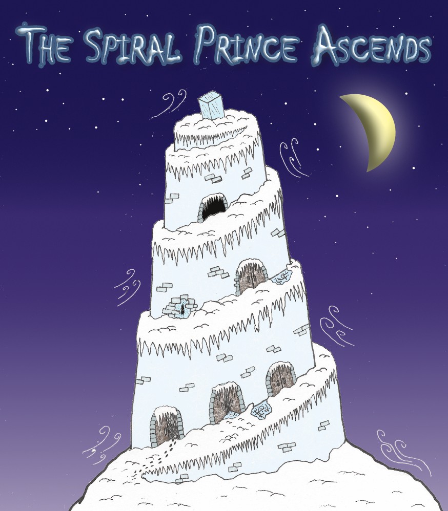 spiral tower coated in ice